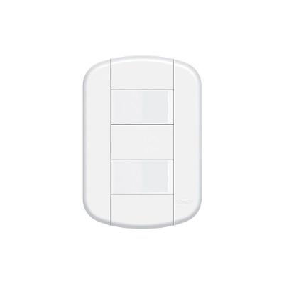 Interruptor Simples Duplo Fame Blanc+ Distanciados Com Placa 4x2 Branco