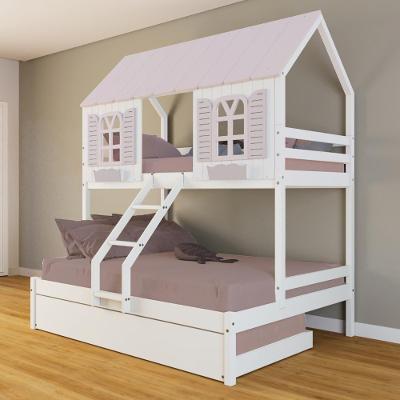 Treliche Casal/ Solteiro Casinha Bela - Madeira Maciça Branco/rosa Housin