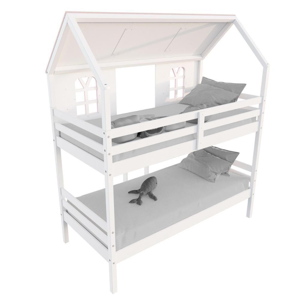 Treliche Casinha Bela Kit Escada/escorregador - Madeira Maciça Branco/rosa/verde Housin - 5