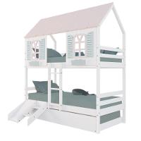 Treliche Casinha Bela Kit Escada/escorregador - Madeira Maciça Branco/rosa/verde Housin - 2