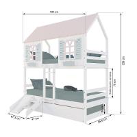 Treliche Casinha Bela Kit Escada/escorregador - Madeira Maciça Branco/rosa/verde Housin - 3