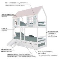 Treliche Casinha Bela Kit Escada/escorregador - Madeira Maciça Branco/rosa/verde Housin