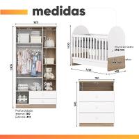 Dormitório Infantil Completo Berço Mini Cama 3x1 Para Quarto Bebê Magia Branco / Madeirado - 3