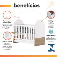 Dormitório Infantil Completo Berço Mini Cama 3x1 Para Quarto Bebê Magia Branco / Madeirado