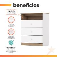 Dormitório Infantil Completo Berço Mini Cama 3x1 Para Quarto Bebê Magia Branco / Madeirado - 5