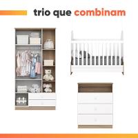 Dormitório Infantil Completo Berço Mini Cama 3x1 Para Quarto Bebê Magia Branco / Madeirado - 7
