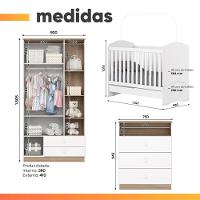 Dormitório Infantil Completo Berço Bala De Menta Para Quarto Bebê Magia Branco / Madeirado - 2