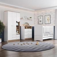 Dormitório Infantil Completo Berço Bala De Menta Para Quarto Bebê Magia Branco / Madeirado - 5