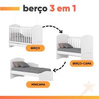 Dormitório Infantil Completo Berço Bala De Menta Para Quarto Bebê Magia Branco / Madeirado - 7