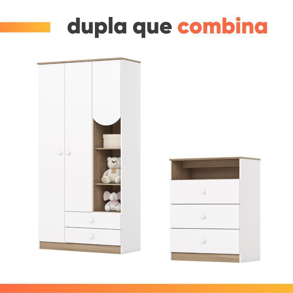 Conjunto Infantil Para Quarto Bebê Magia Henn Branco / Madeirado - 6