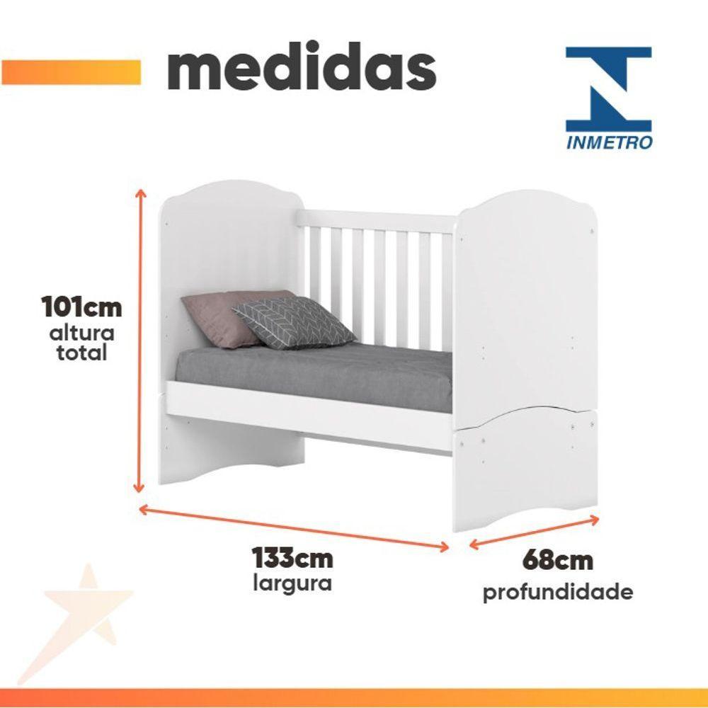 Berço Mini Cama 3 Em 1 Bala De Menta Henn Branco - 4