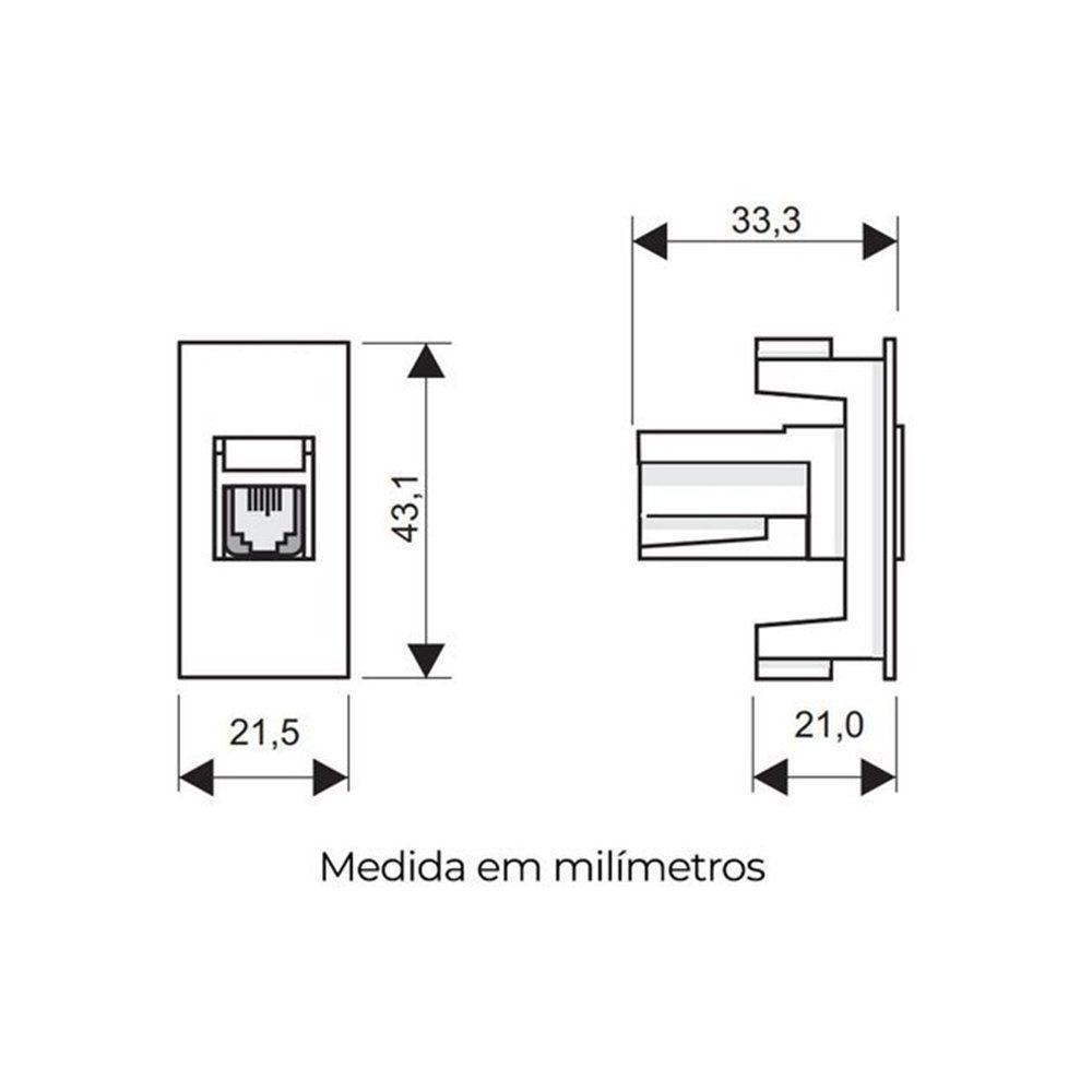 Módulo Tomada Para Rede De Informática Fame Habitat Onix Rj45 Cat5e 8 Vias Onix - 2