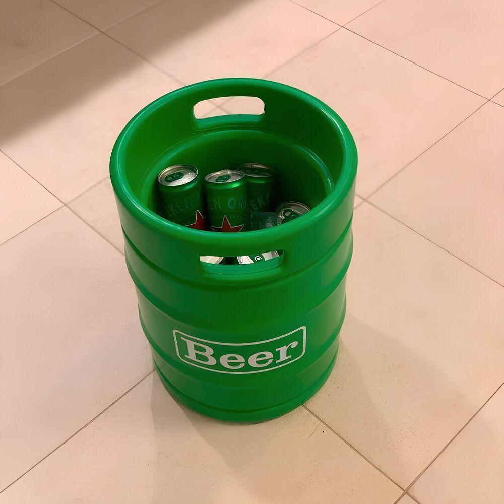 Banqueta Cooler Barril Decorativo 28l Com Tampo Verde Para Bebidas Em Festas E Eventos - 7