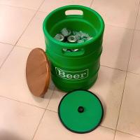 Banqueta Cooler Barril Decorativo 28l Com Tampo Verde Para Bebidas Em Festas E Eventos - 2