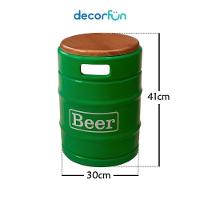 Banqueta Cooler Barril Decorativo 28l Com Tampo Verde Para Bebidas Em Festas E Eventos - 3