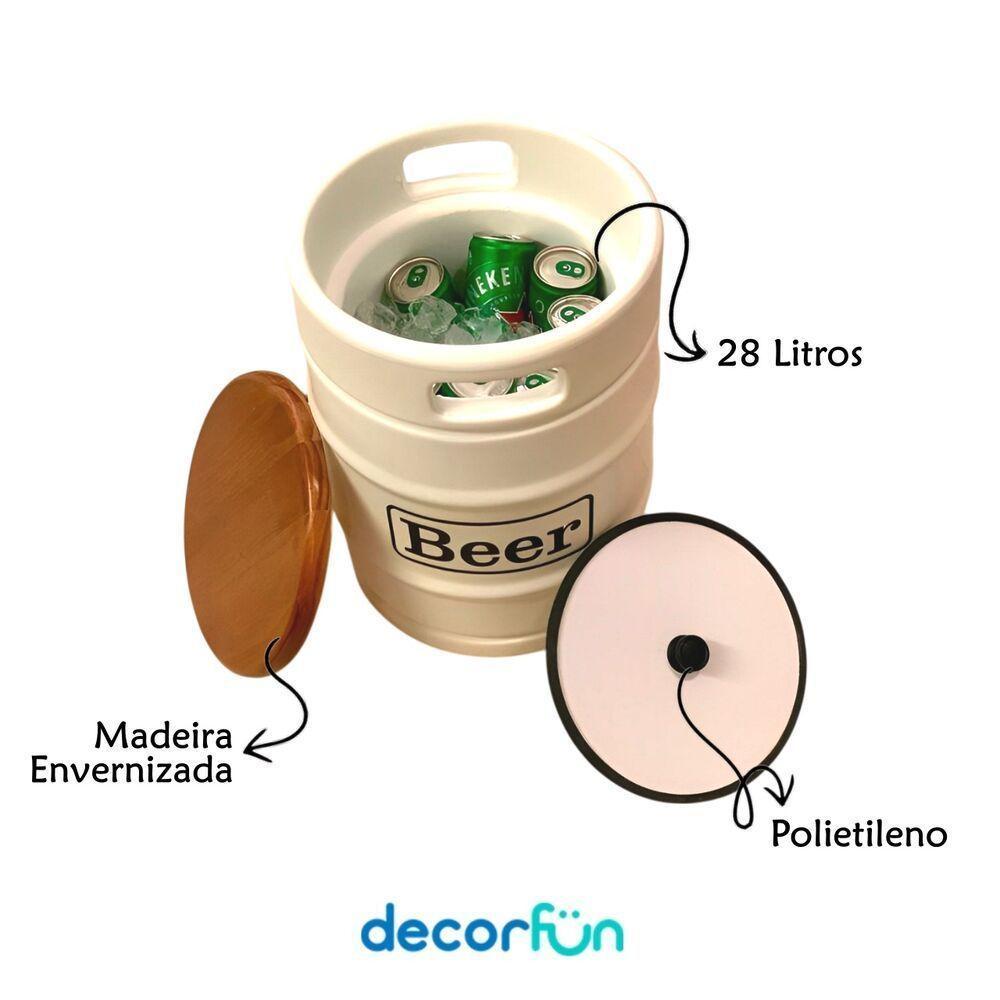 Banqueta Cooler Elegante Para Bebidas 28l Com Tampo De Madeira - Praticidade Para Festas E Eventos - 4