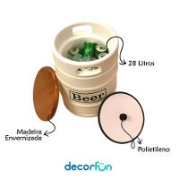 Banqueta Cooler Elegante Para Bebidas 28l Com Tampo De Madeira - Praticidade Para Festas E Eventos