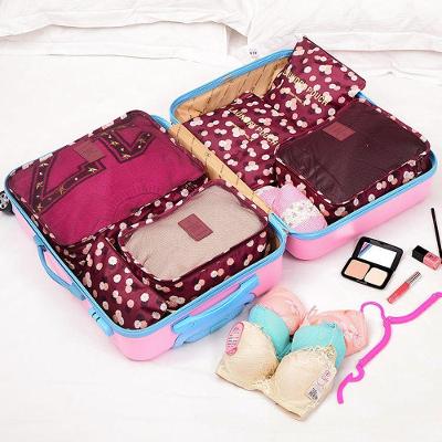 Conjunto Elegante De Malas Em Estilo Floral Vinho - 6 Peças Para Viagens Confortáveis