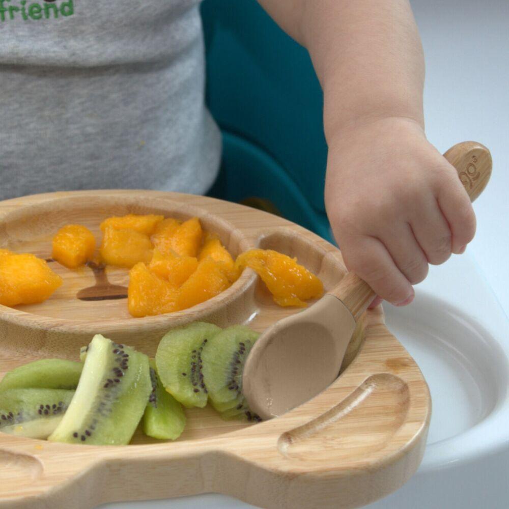 Colher Antimicrobiana De Bambu E Silicone Fendi Para Bebês - Estilo E Segurança Nas Refeiç ões Infantis - 2