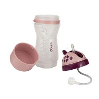 Garrafa De Viagem Rosa Com Compartimento Para Lanches E Canudo Retrátil - Antivazamento E Elegância - 2