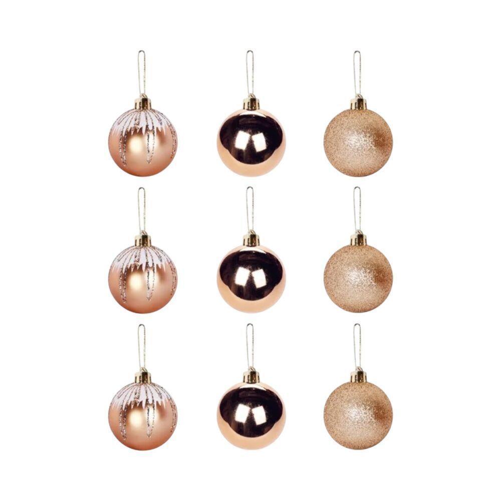 Conjunto Elegante De 9 Bolas Douradas Para Decoração De Natal - 5cm - 1