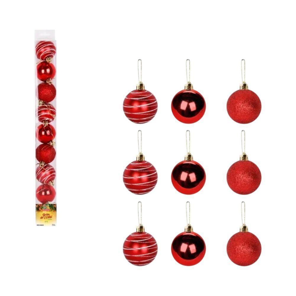 Conjunto Elegante De Bolinhas Vermelhas Texturizadas Para Decoração De Natal - 2