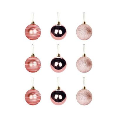 Conjunto Sofisticado De 9 Bolinhas Rosa Para Decoração Natalina - 5cm