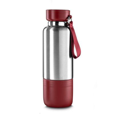 Garrafa Térmica Inox 500ml Com Copo E Porta Objetos - Estilo E Praticidade Em Vermelho