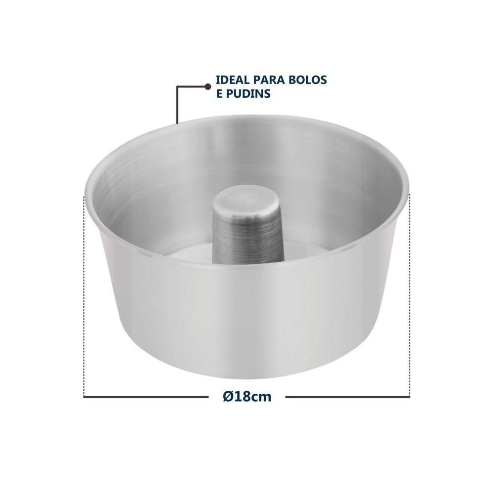 Forma Profissional De Alumínio Para Bolos E Pudins Com Furo Central - ø18cm - 3