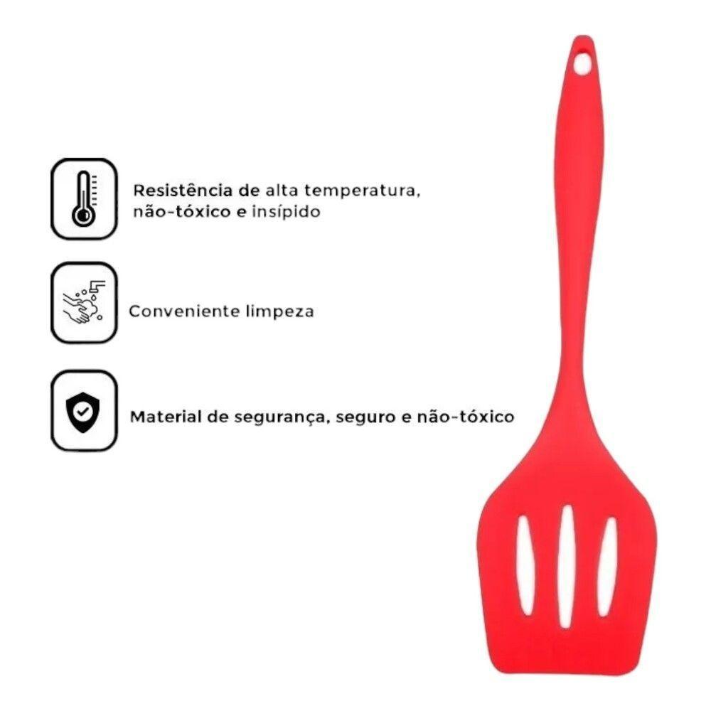 Espátula De Silicone Vermelha 30cm - Ideal Para Frituras E Cozinha Profissional - 3