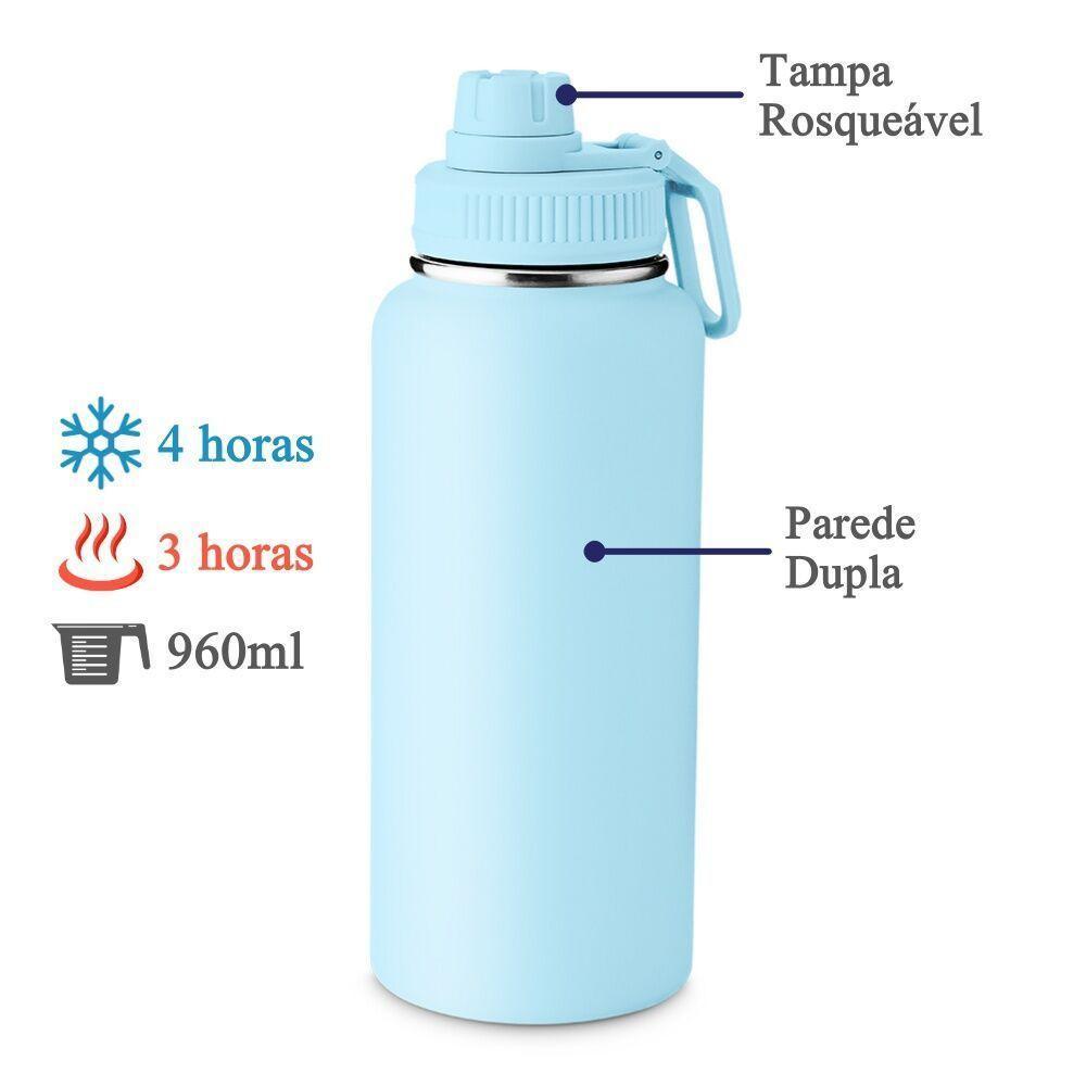 Garrafa Térmica Azul Elegante Com Alça E Bico - 960ml, Estilo E Praticidade Para O Dia A Dia - 3