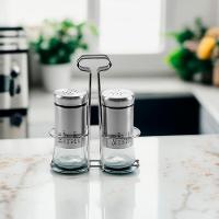 Conjunto Sophisticated De Saleiro E Pimenteiro Com Suporte Elegante Para Sua Mesa