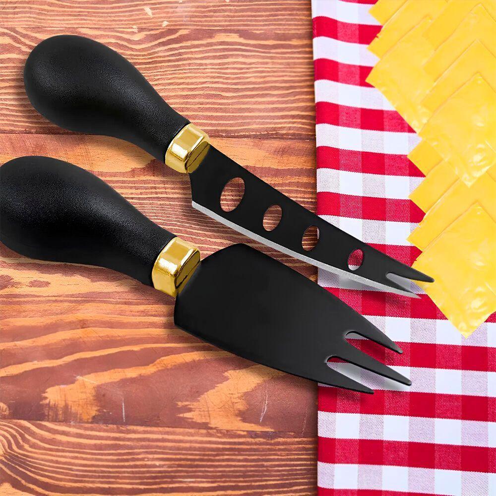 Conjunto Sofisticado Para Queijo E Frios Em Aço Inoxidável - 2 Peças Pretas - 5