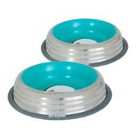 Comedouros Inox Azul Com Base De Silicone - Conforto E Estilo Para Seu Pet - 1