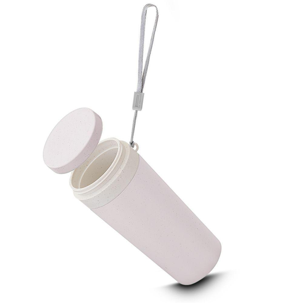 Copo Ecológico De Fibra De Trigo 300ml Com Alça Bege E Tampa Antivazamento - 3