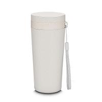 Copo Ecológico De Fibra De Trigo 300ml Com Alça Bege E Tampa Antivazamento - 1