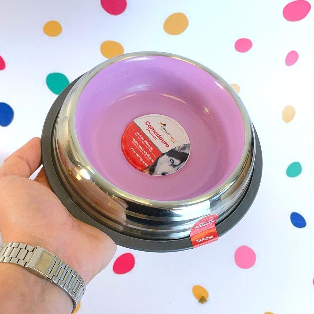 Comedouros Inox Premium Rosa 450ml - Antiderrapantes Para Pets Com Estilo E Conforto - 3