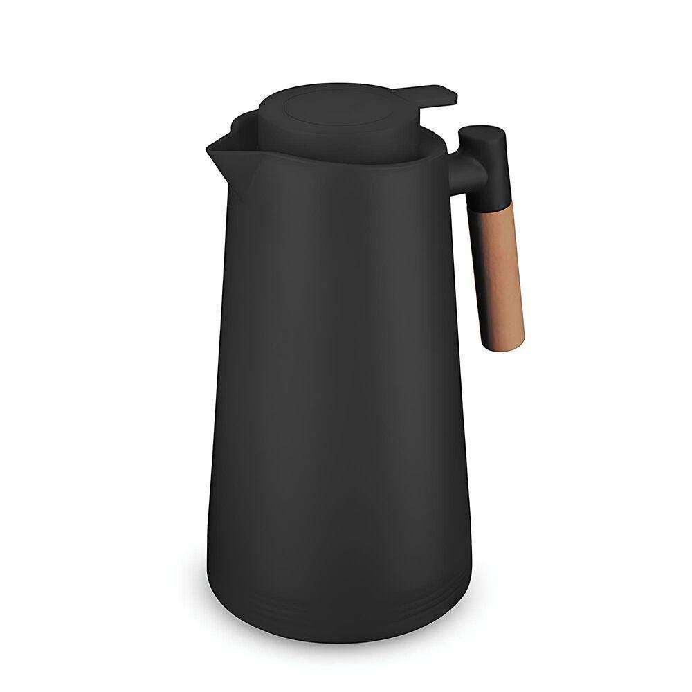 Garrafa Térmica Elegante De 1l Com Alça De Madeira E Ampola De Vidro - Mantém Temperatura Ideal - 1