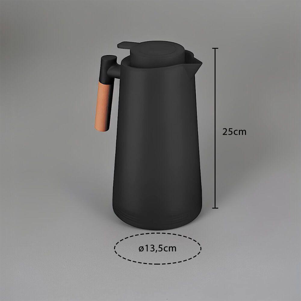 Garrafa Térmica Elegante De 1l Com Alça De Madeira E Ampola De Vidro - Mantém Temperatura Ideal - 4