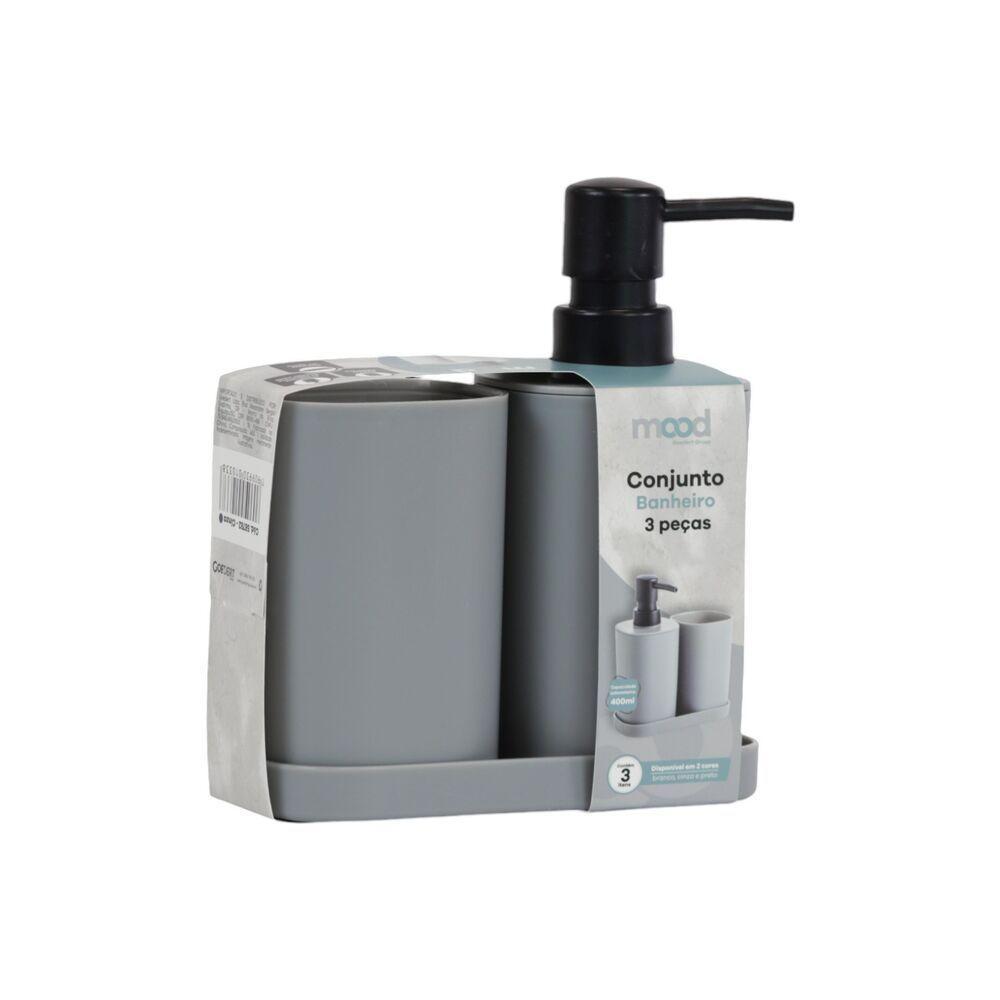 Conjunto Elegante De 3 Peças Quadradas Para Banheiro Em Cinza Moderno - 3