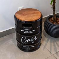 Banco Conversível Barril De Café - Móvel Estiloso Para Decoração Externa