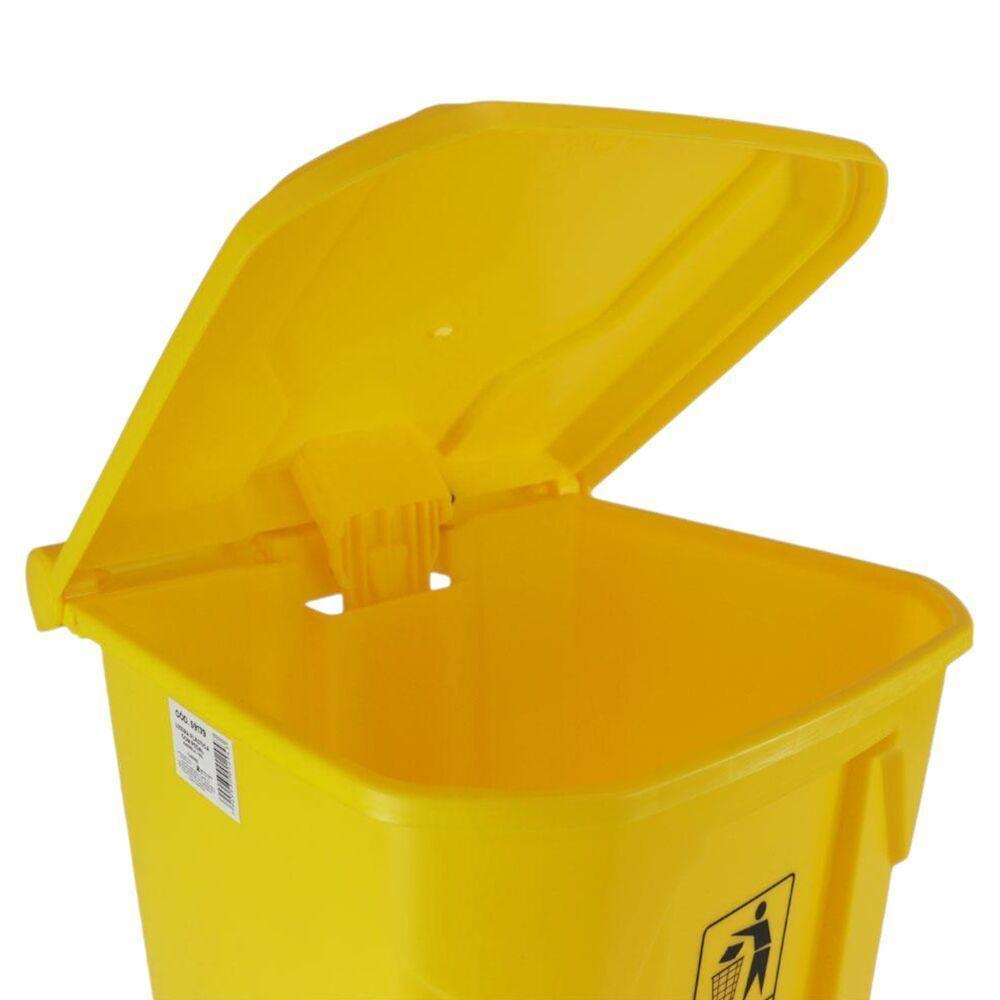 Lixeira Pedal Grande Amarela 50l - Elegância E Praticidade Para Ambientes Externos - 3
