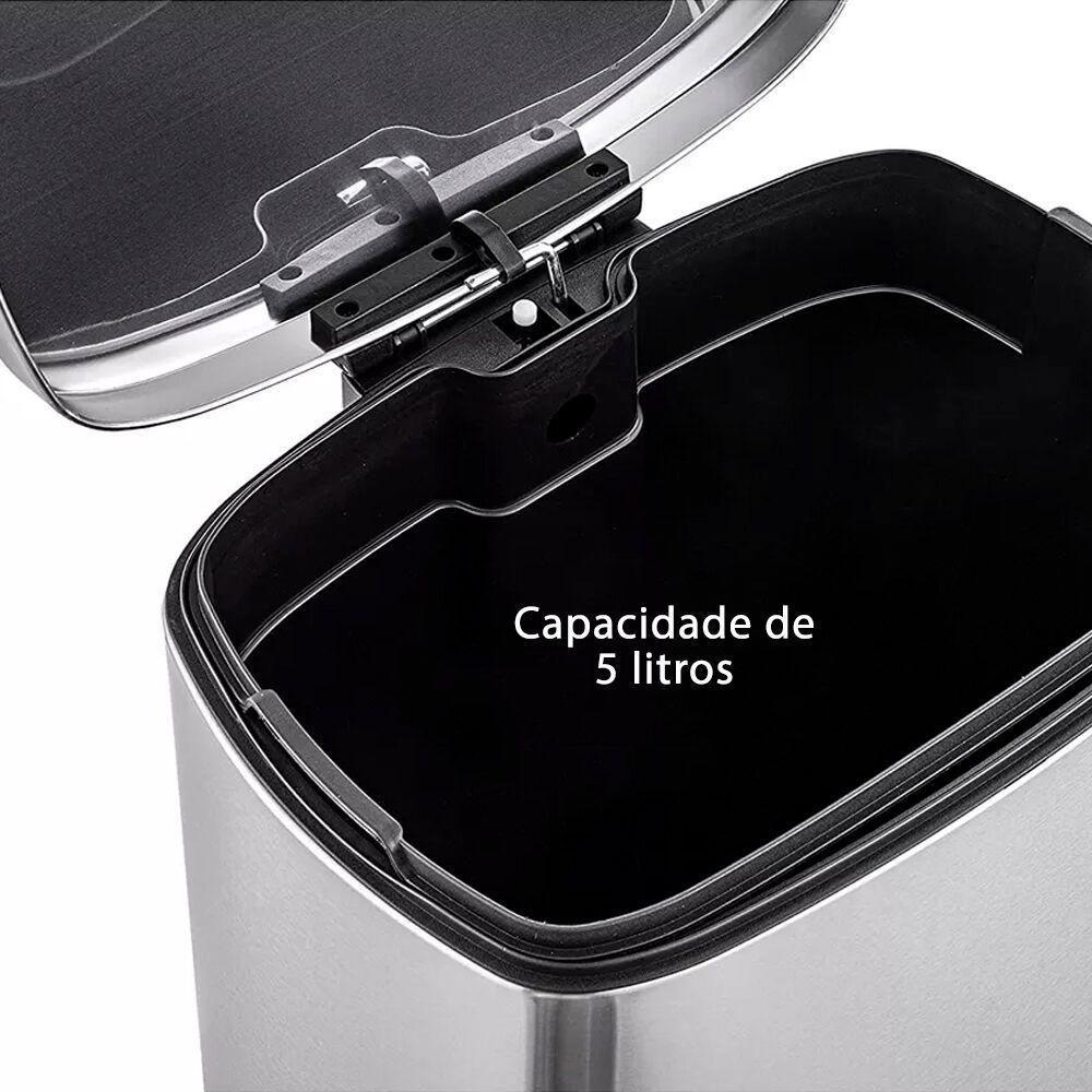 Lixeira De Pedal Compacta 5l Em Aço Inoxidável - Elegância E Praticidade Na Sua Cozinha - 3