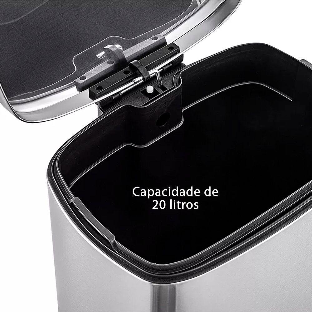 Lixeira Retangular Inox 20l Com Pedal - Sofisticação E Praticidade Para Seu Espaço - 5