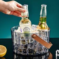 Balde Elegante De Acrílico Com Alça De Couro Para Bebidas - 4l E Estilo Em Suas Festas - 4
