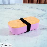 Lancheira Elegante 700ml Com Tampa De Bambu - Prática E Sustentável Em Lilás - 2