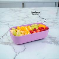 Lancheira Elegante 700ml Com Tampa De Bambu - Prática E Sustentável Em Lilás - 5