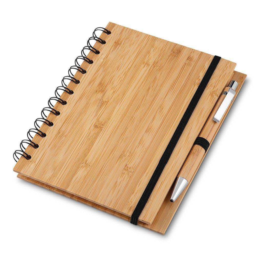 Caderno Grande De Bambu Com 70 Folhas E Caneta - Elegância E Sustentabilidade - 1