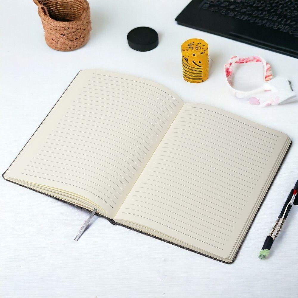 Caderno Sustentável Em Bambu Com Capa Dura E Suporte Para Caneta Cinza - 4