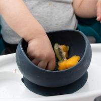 Tigela Silicone Antimicrobiana Azul Com Ventosa - Segurança E Praticidade Para Bebês - 1